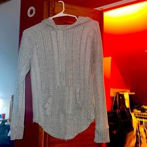 Heather gray ribbed grey hoodie